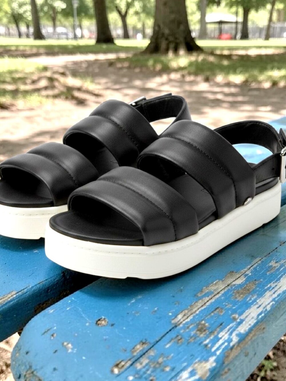 Ugg NWOT Zayne Sling Back Platform Sandal Black Leather Upper Women 7